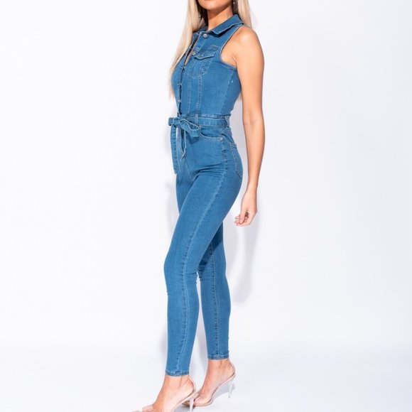 RESTOCKING 5⭐ Gia Denim Belted Denim Jumpsuit - Picture 6 of 8